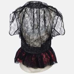 Louis Vuitton Black Lace Sheer Flared Top M