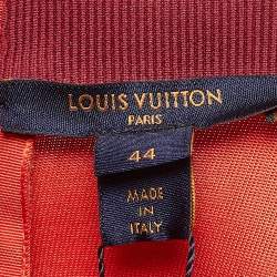Pre Owned Louis Vuitton Orange Stretch Knit Belted Shirt Skirt L