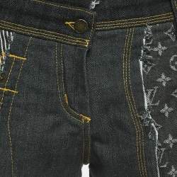 Louis Vuitton Grey Monogram Denim Patch Work Shorts M