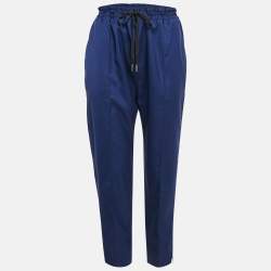 Louis Vuitton Blue Wool Zip Detail Trousers L