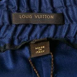 Louis Vuitton Blue Wool Zip Detail Trousers L