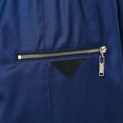 Louis Vuitton Blue Wool Zip Detail Trousers L