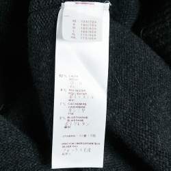 Pre Owned Louis Vuitton Charcoal Black Wool Blend Knit Trimmed Fur Poncho Cape L