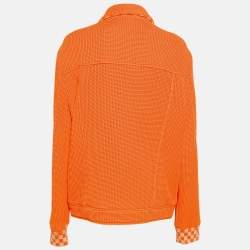 Louis Vuitton Neon Orange Rib Knit Trucker Jacket XL