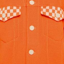 Louis Vuitton Neon Orange Rib Knit Trucker Jacket XL