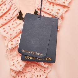 Pre Owned Louis Vuitton Light Orange Broderie Anglaise Cotton Frilled Mini Dress M