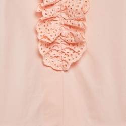 Pre Owned Louis Vuitton Light Orange Broderie Anglaise Cotton Frilled Mini Dress M