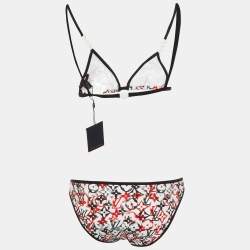 Louis Vuitton White Monogram Print Jersey Bikini Set S/M