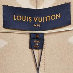 Louis Vuitton Beige Double Face Wool Hooded Wrap Coat S