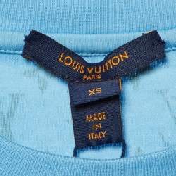 Louis Vuitton Blue Monogram Print Cotton Crew Neck T-Shirt XS