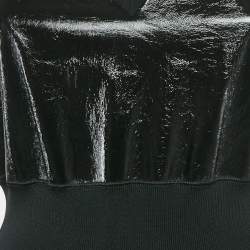 Louis Vuitton Black Knit V-Neck Leather Inset Detail Sleeveless Mini Dress S