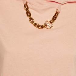 Louis Vuitton Pink Cotton Chain Detail Hooded T-Shirt XS
