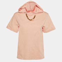 Louis Vuitton Pink Cotton Chain Detail Hooded T-Shirt XS