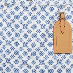 Louis Vuitton White Monogram Print Denim Leather Badge Detail Mini Skirt M
