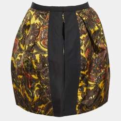 Pre Owned Louis Vuitton Multicolor Printed Sateen Pleated Waist Detail Mini Skirt M