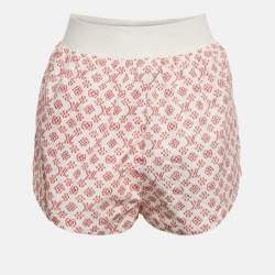Pre Owned Louis Vuitton White Monogram Print Cotton Mini Shorts S