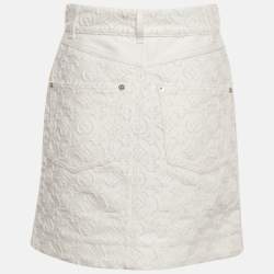 Pre Owned Louis Vuitton White Fil Coupe Denim Mini Skirt S