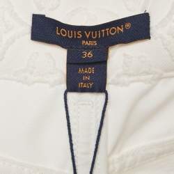 Pre Owned Louis Vuitton White Fil Coupe Denim Mini Skirt S