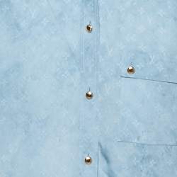 Pre Owned Louis Vuitton Blue Monogram Silk Long Sleeve Shirt S