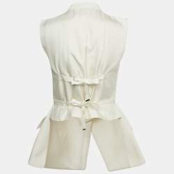 Pre Owned Louis Vuitton Beige Cotton Hook Detail Sleeveless Top M