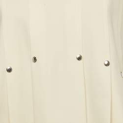 Pre Owned Louis Vuitton Cream Wool Pleated Sleeveless Mini Dress M