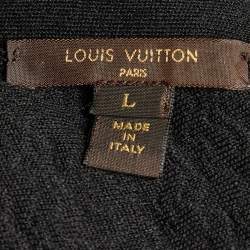 Pre Owned Louis Vuitton Black Wavy Textured Knit Knee Length Dress L