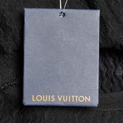 Pre Owned Louis Vuitton Black Wavy Textured Knit Knee Length Dress L