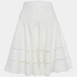 مملوكة مسبقًا تنورة لويس فيتون ميني بيضاء جاكار مقوسة مقاس متوسط