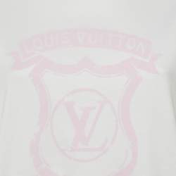 Pre Owned Louis Vuitton White Crest Print Cotton Signature Zipper Detail T-Shirt XL