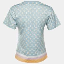 Pre Owned Louis Vuitton Blue Monogram Print Cotton Crew Neck T-Shirt XXS