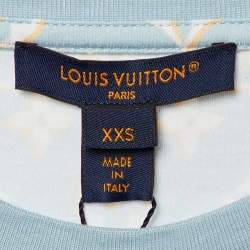 Pre Owned Louis Vuitton Blue Monogram Print Cotton Crew Neck T-Shirt XXS