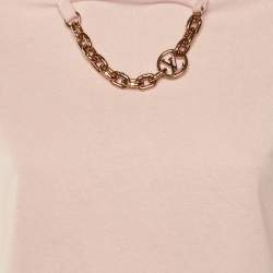 Pre Owned Louis Vuitton Pink Cotton Chain Detail Hooded T-Shirt XXS