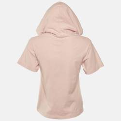 Pre Owned Louis Vuitton Pink Cotton Chain Detail Hooded T-Shirt XXS