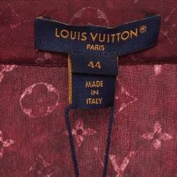 Pre Owned Louis Vuitton Burgundy Monogram Flounce Hem Midi Skirt L