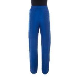 Louis Vuitton Blue Monogram Drawstring Detail Slit Jogging Pants M
