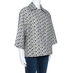 Louis Vuitton Monochrome Floral Jacquard A Line Jacket S