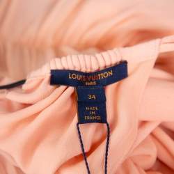 Louis Vuitton Peach Printed Silk Crepe Ruffled Day Dress S