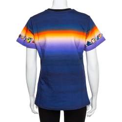 Louis Vuitton Navy Blue Cotton Prism Print Logo Applique Detail Crewneck T-Shirt M