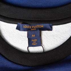 Louis Vuitton Navy Blue Cotton Prism Print Logo Applique Detail Crewneck T-Shirt M