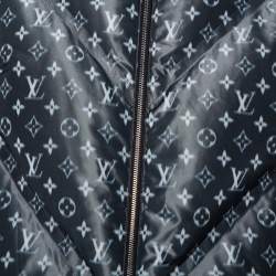 Louis Vuitton Grey Synthetic & Silk Blurry Monogram Printed Down Jacket M