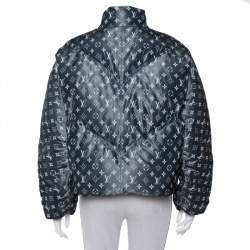 Louis Vuitton Grey Synthetic & Silk Blurry Monogram Printed Down Jacket M