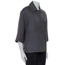 Louis Vuitton Grey Jacquard & Wool Oversized Collared Jacket S