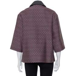 Louis Vuitton Grey Jacquard & Wool Oversized Collared Jacket S