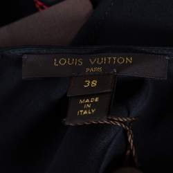 Louis Vuitton Black Silk Contrast Trim Detail Belted Midi Dress M