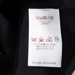 Louis Vuitton Black Silk Contrast Trim Detail Belted Midi Dress M