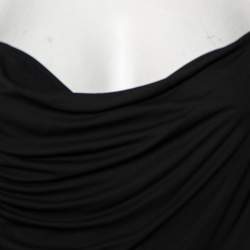 Louis Vuitton Black Jersey Ruffle Trim Ruched Dress L
