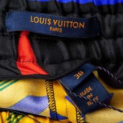 Louis Vuitton Red Printed Silk Drawstring Waist Detailed Pants M