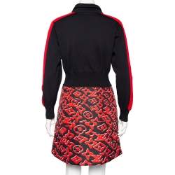 Pre Owned Louis Vuitton x Urs Fischer Black & Red Knit & Quilted Zip Front Dress L