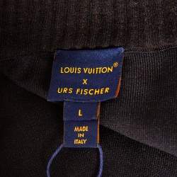 Pre Owned Louis Vuitton x Urs Fischer Black & Red Knit & Quilted Zip Front Dress L