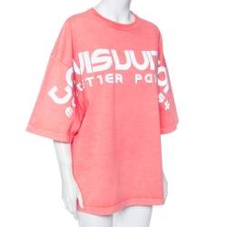 Louis Vuitton Peach Cotton Reflective Logo Oversized T-Shirt S
